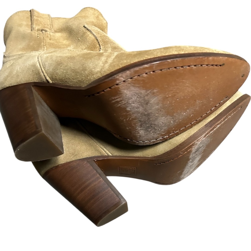 Frye Classic Ilana Short Suede Leather Western Style Boots Size 7.5B In Tan - Picture 7 of 8